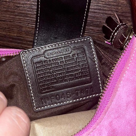 Elegant Pink Suede Hobo Bag with Brown Accents
